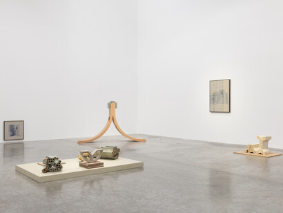 Asma Belhamar, When the window refused to fly, and the arch decided to hold the sky, exhibition view. Courtesy of Green Art Gallery