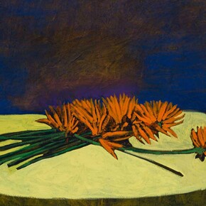 Fritz Scholder, Chrysanthemums thrown in the spotlight (detail), n.d. Courtesy of LewAllen Galleries