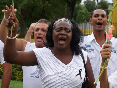 Las damas de blanco durante una protesta