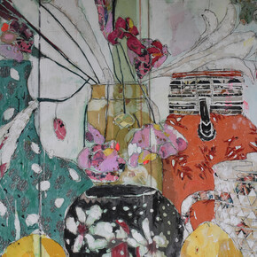 Mersuka Dopazo, Happy Afternoon, 2019, mixed mediums, 180 x 220 cm_Rebecca Hossack Art Gallery