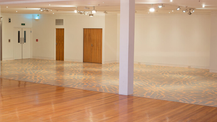 Folly (stone carpet), exhibition view. Courtesy of Dunedin Public Art Gallery
