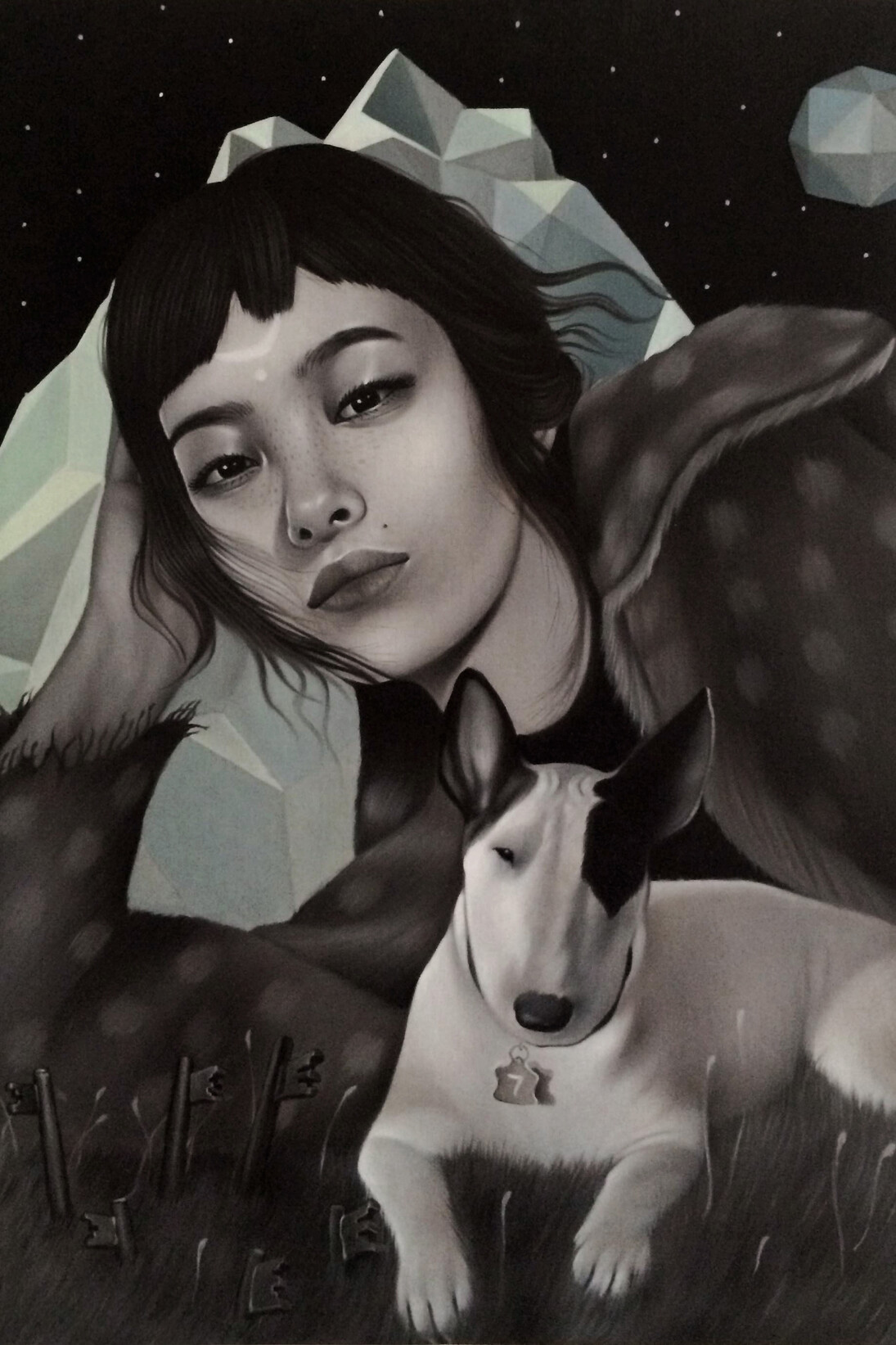 Seven Moods, Seven keys, dettaglio, 60 x 70 cm, olio su tela, dorothycircusgallery