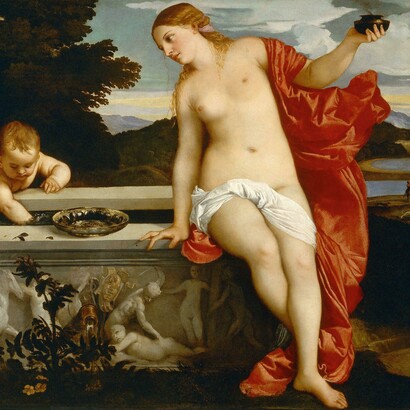 Tiziano, Amor sacro e amor profano, 1514. Particolare dell'amor profano. Galleria Borghese, Roma, Italia