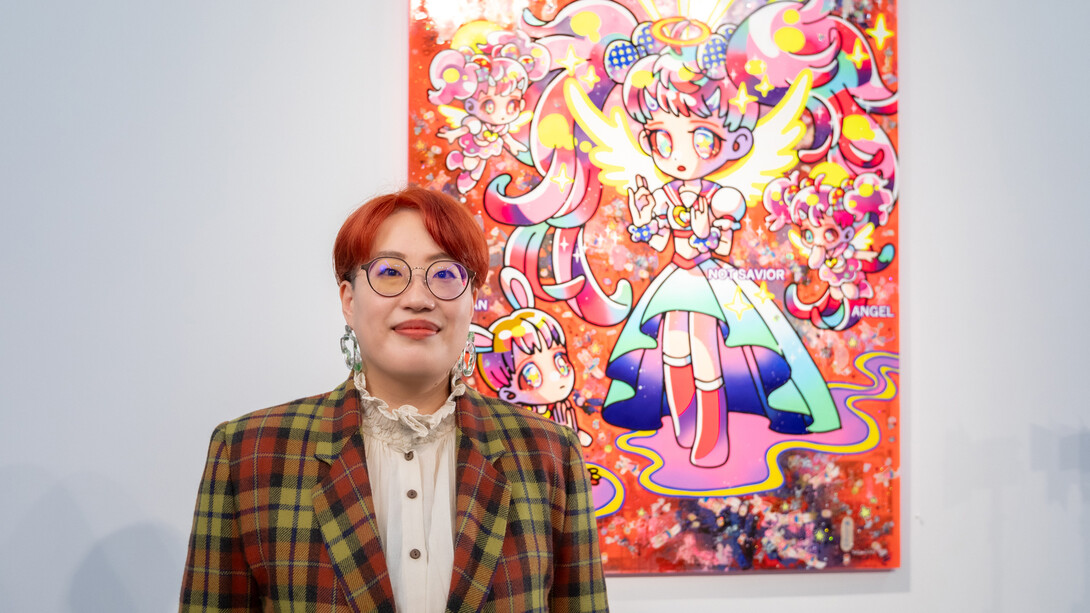 Hikari Shimoda at Opening. Courtesy of Corey Helford Gallery © Credit Birdman photos