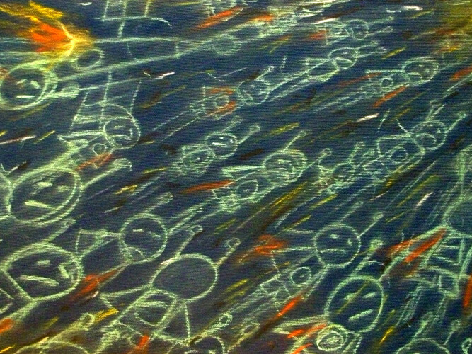 Francesco Zavattari, Qualsiasi cosa accada, Pastello extrafine e idropittura su tela, 30 x 60 cm (dettaglio)