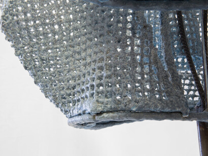 Nacho Carbonell, Blue Cocoon Concrete Base, 2015, steel frame, metal mesh and paverpol mix, h183 l112 w90 cm / h72.1 l44.1 w35.4 in, unique, Courtesy of Carpenters Workshop Gallery