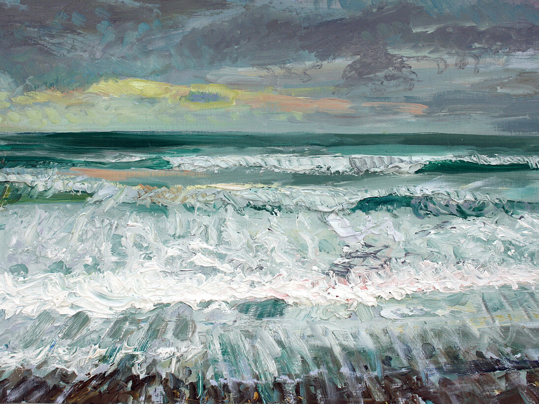 Piers Browne, Winter sunset waves borth