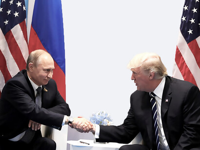 Vladimir Putin and Donald Trump meet at the 2017 G-20 Hamburg Summit, Germany