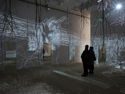 Charles Sandison, The garden of death, exhibition view. Courtesy of Galerie Forsblom