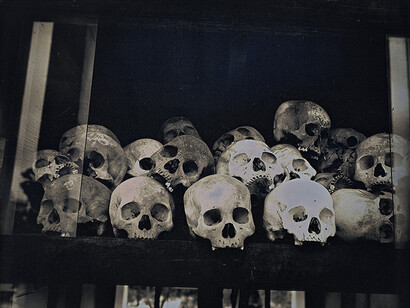 Binh Danh, Skulls at Choeung Ek Genocidal Center (detail), 2017. Daguerreotype (exposed from an enlarger), 8 x 10 inches / 13 x 14.75 inches framed, edition of 3. Courtesy of Lisa Sette Gallery