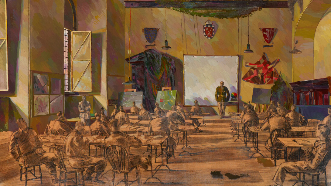 Barnett Freedman, D-Day preparations (Briefings) (detail), 1944. Courtesy of Ben Uri Museum