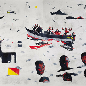 Nicola Villa, Mediterraneo, 2010 acquerelli su carta, 120x160, due elementi cm 120x80. Courtesy of Galleria Bellinzona