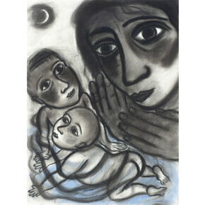 Eileen Cooper, Bathing, 1987, Charcoal and pastel, 76 x 56 cm © Eileen Cooper. All Rights Reserved, DACS 2015
