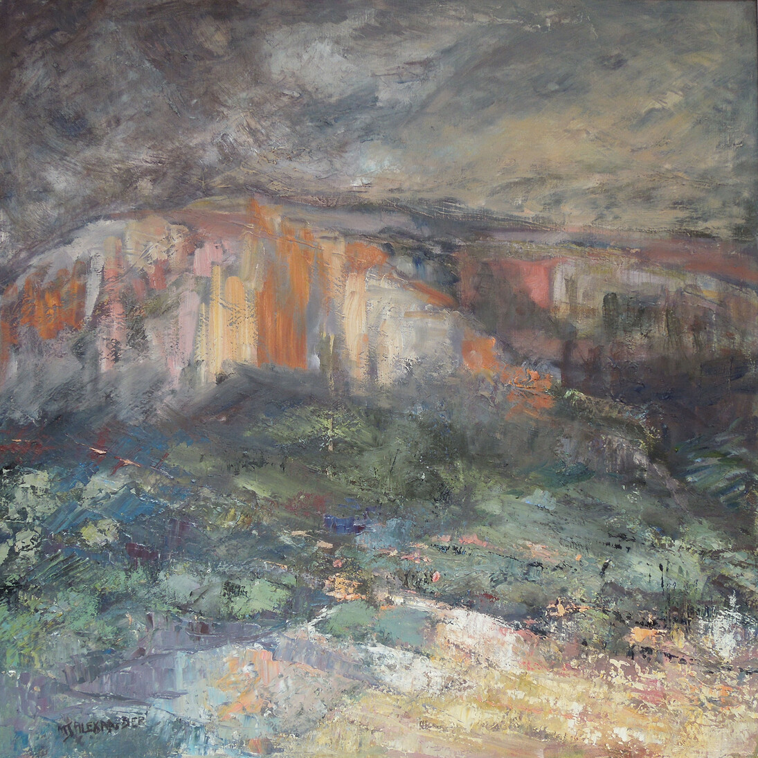Mary-Jane Alexander, Dramatic Weather, Italy, oil on canvas, 80 x 80 cm