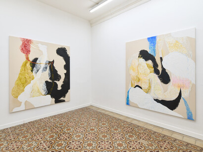 Édouard Nardon, The distant smell of a black locust, the silent dance of a ghost in
the visiting room, exhibition view. Courtesy of The Address Gallery