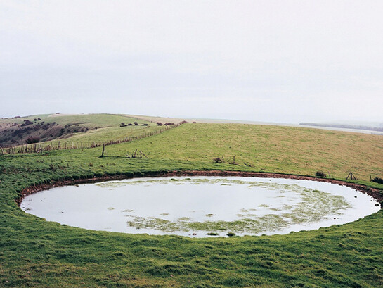 Jem Southam © Artist, Ditchling Beacon, Dew Pond, 1999, Photograph on loan to Towner from the artist, dimensions 92 x 122 cm  