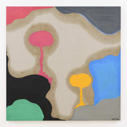 Gilbert Halaby, Will you wait for me under that pine tree, 2023. Oil on Linen, 150 x 150 cm. Courtesy of Artbooth Gallery