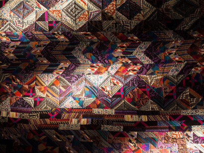 Ottavio Missoni, Arazzo, s.d, patchwork di tessuti in maglia, Fondazione Ottavio e Rosita Missoni. Photo Marco Cappelletti