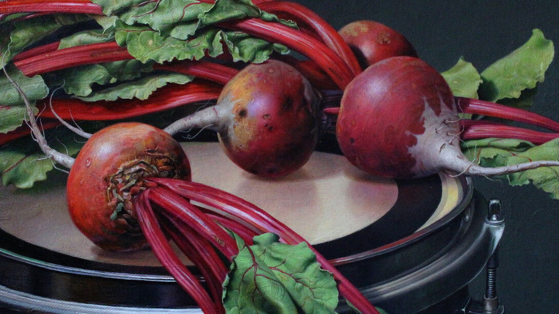 Russell Harris, Fresh Beets, oil on wood, 9 x 12 inches, 2014
