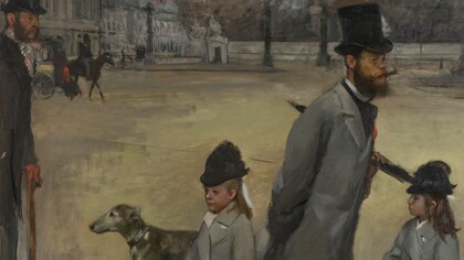 Edgar Degas, "Place de la Concorde" o "Le Vicomte Lepic et ses filles traversant la place de la Concorde", dettaglio. Museo dell'Ermitage, San Pietroburgo, Russia