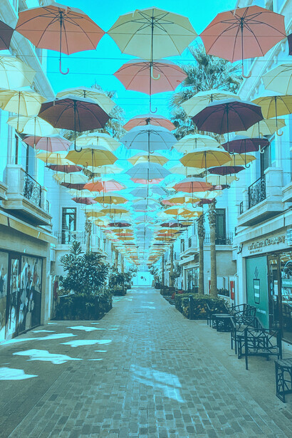 "Umbrella Street" at Al Seef Village, Abu Dhabi, UAE