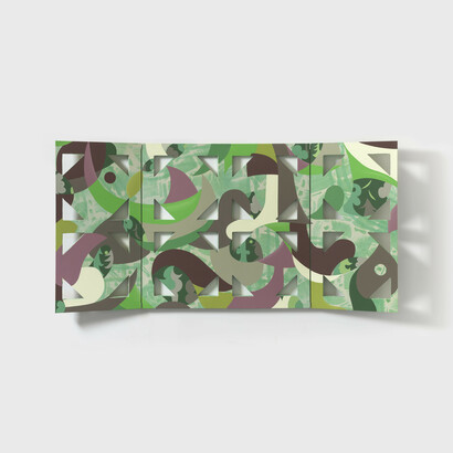 Debbi Kenote, Wax Cap, 2024.
Acrylic and dye on canvas, hinges,
48 x 96 inches (121.9 x 243.8 cm). Courtesy the artist and Cristin Tierney Gallery, New York