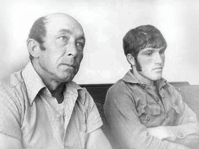 Oct. 18, 1973, Charles Hickson left, and Calvin Parker Jr. recount their alleged abduction by aliens from Pascagoula River where they were fishing and the Mississippi Police believed them