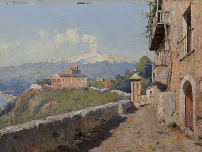 Mario Mirabella
Taormina. Veduta di San Domenico
1898-1910 ca
olio su tela
Collezione Antonello Governale, Palermo