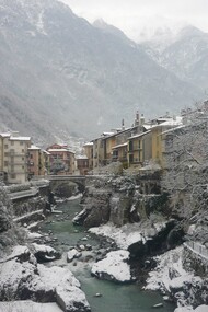 The historcal center of Chiavenna under snow