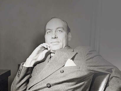 George Horace Gallup contemplating on the latest poll that he wishes to compile 