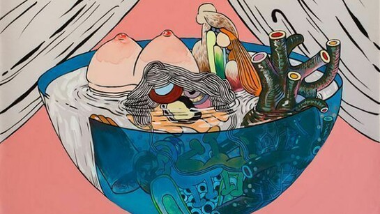HaYoung Kim, Modern Soup, 2014, acrylic on polyester, 50 x 50 cm, courtesy of 43 Inverness Street