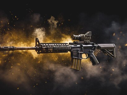 A rifle with smoke drifting around it, echoing the anxiety over potential intervention