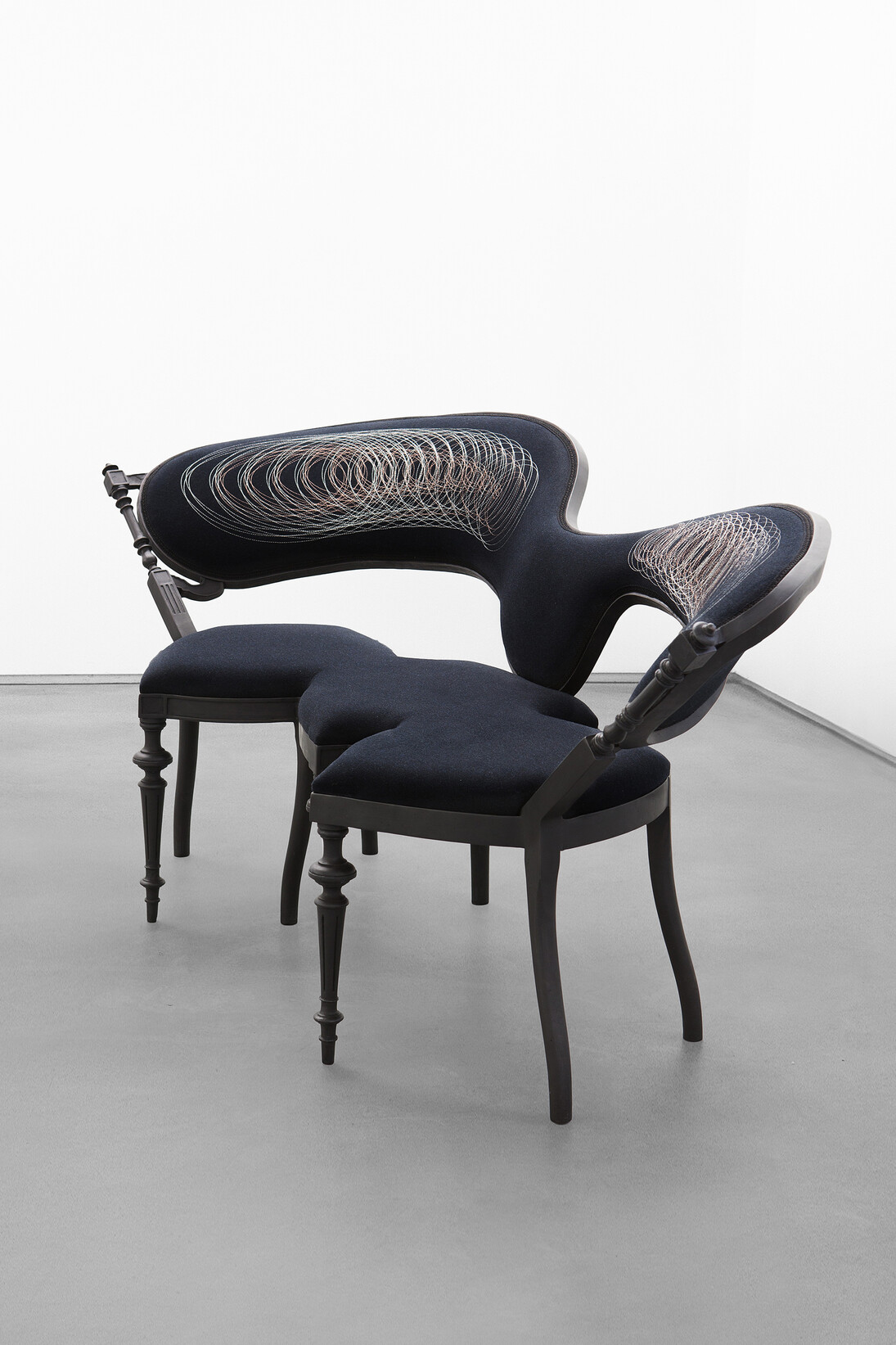 Sebastian Brajkovic, Conversation Piece, 2015, patinated bronze, cashmere wool, silk embroidery, h81 l181 w80 cm / h33.8 l73.03 w33.7 in, limited edition of 8 + 4 ap, Courtesy Carpenters Workshop Gallery