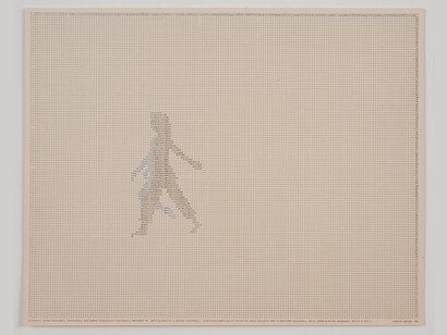 Charles Gaines, Motion: Trisha Brown Dance, Set #1 (detail), 1980–81, Color photographs and ink on Strathmore paper, Eight parts: 4 small drawings, 11 × 19½ in. each; 2 large drawings and 2 photographs, 16 × 20 in. each; 31 1⁄8 × 84½ × 2 in. (overall framed). Collection of James Keith Brown and Eric Diefenbach. Courtesy Susanne Vielmetter Los Angeles Projects. Photo: Robert Wedemeyer