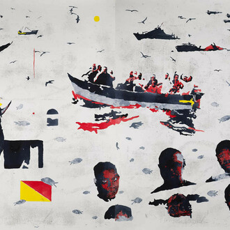 Nicola Villa, Mediterraneo, 2010 acquerelli su carta, 120x160, due elementi cm 120x80. Courtesy of Galleria Bellinzona