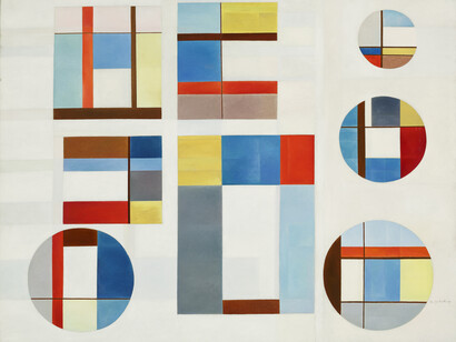 Maurice Golubov, Untitled, (from a 1929 Miniature) 1968. Oil on canvas, 31.75 x 41.50 in. Courtesy of the artist and LewAllen Galleries