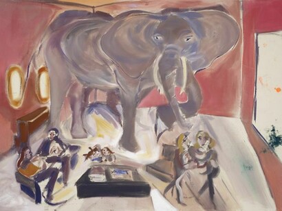Sophie von Hellermann, Elephant in the Room, 2013, Pigment and acrylic emulsion on canvas, 90 1/2 x 126 inches (230 x 320 cm). Courtesy the artist and Greene Naftali, New York