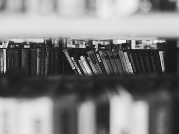 Vista de una libros a través del hueco de otra estantería