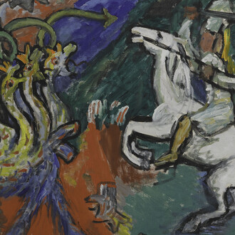 Gabriele Münter, Drachenkampf, Combat du dragon, 1913. Avec l'aimable autorisation du Musée d'Art Moderne de Paris
