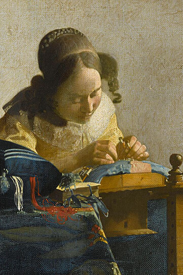 Johannes Vermeer, The Lacemaker, c. 1670–1671, oil on canvas on panel, Musée du Louvre, Département des peintures, Paris, Acquired in 1870