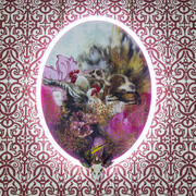 Tristram Aver, Waiting for Master, 2014, 125 x 88 cm (actual variable), oil, acrylic, collage, spray paint, canvas, taxidermy and pink and white LED neon