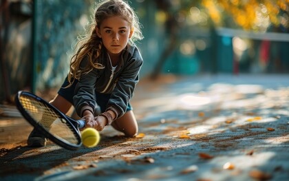 A young girl practicing on the court, representing the foundation of sport built on love for the game