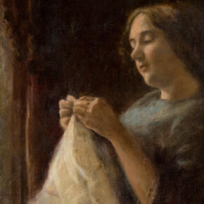 Margarita Holguín y Caro, La costurera, 1911, Óleo sobre tela, 91 x 62 cm, Colección Museo Nacional de Colombia, reg. 2199. Trasladado del Museo de la Escuela de Bellas Artes de Bogotá (ca. 1948). Courtesy of The National Museum of Colombia