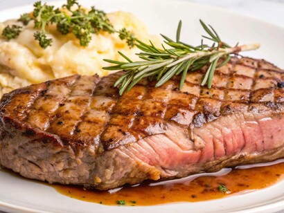 Bistecca di carne rossa: "Leopoldo affonda i rebbi della forchetta nella bistecca al sangue..."