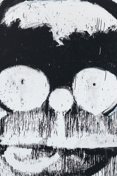 Joyce Pensato, Groucho-Homer (detalle), 2014. Cortesía del Institute of Contemporary Art