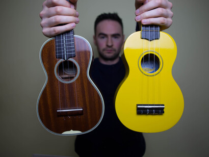 Two models of ukulele