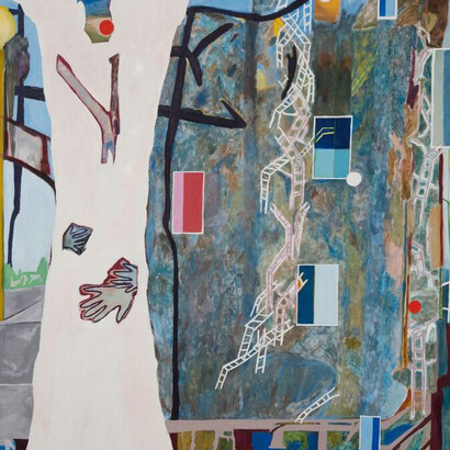 Marisa Takal, Drama. Noise. Four Women on A Boat They are All Friends They all Have the
Same Husband (Blue Paris), 2017, oil on canvas, 65 x 60 in (165.1 x 152.4 cm). 