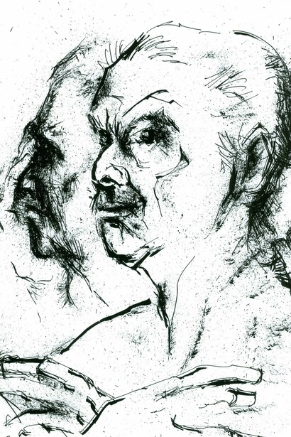 Héctor Xavier. Autorretrato. 1977. Tinta sobre papel