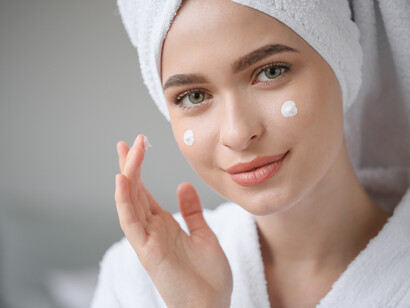 A woman doing skin care. Do not expect perfection from yourself too 
