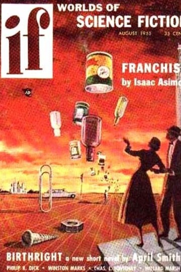 Cover of If magazine, August 1955 issue, featuring Isaac Asimov